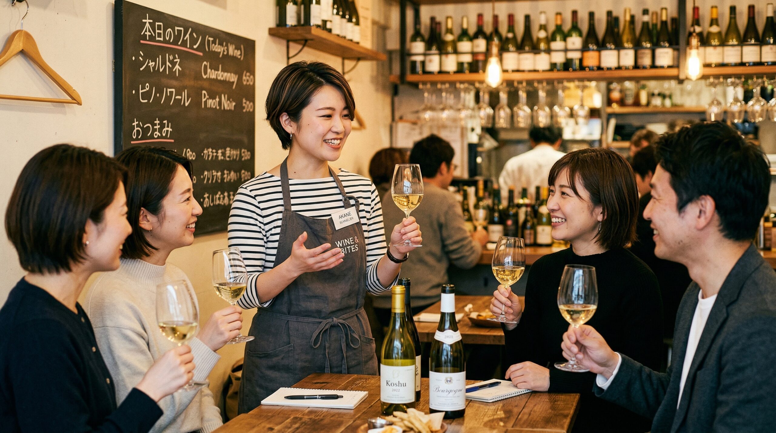 ソムリエがワインの基礎を教える様子