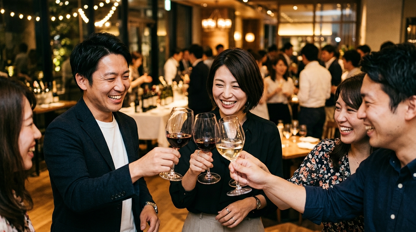 ワイン会での乾杯