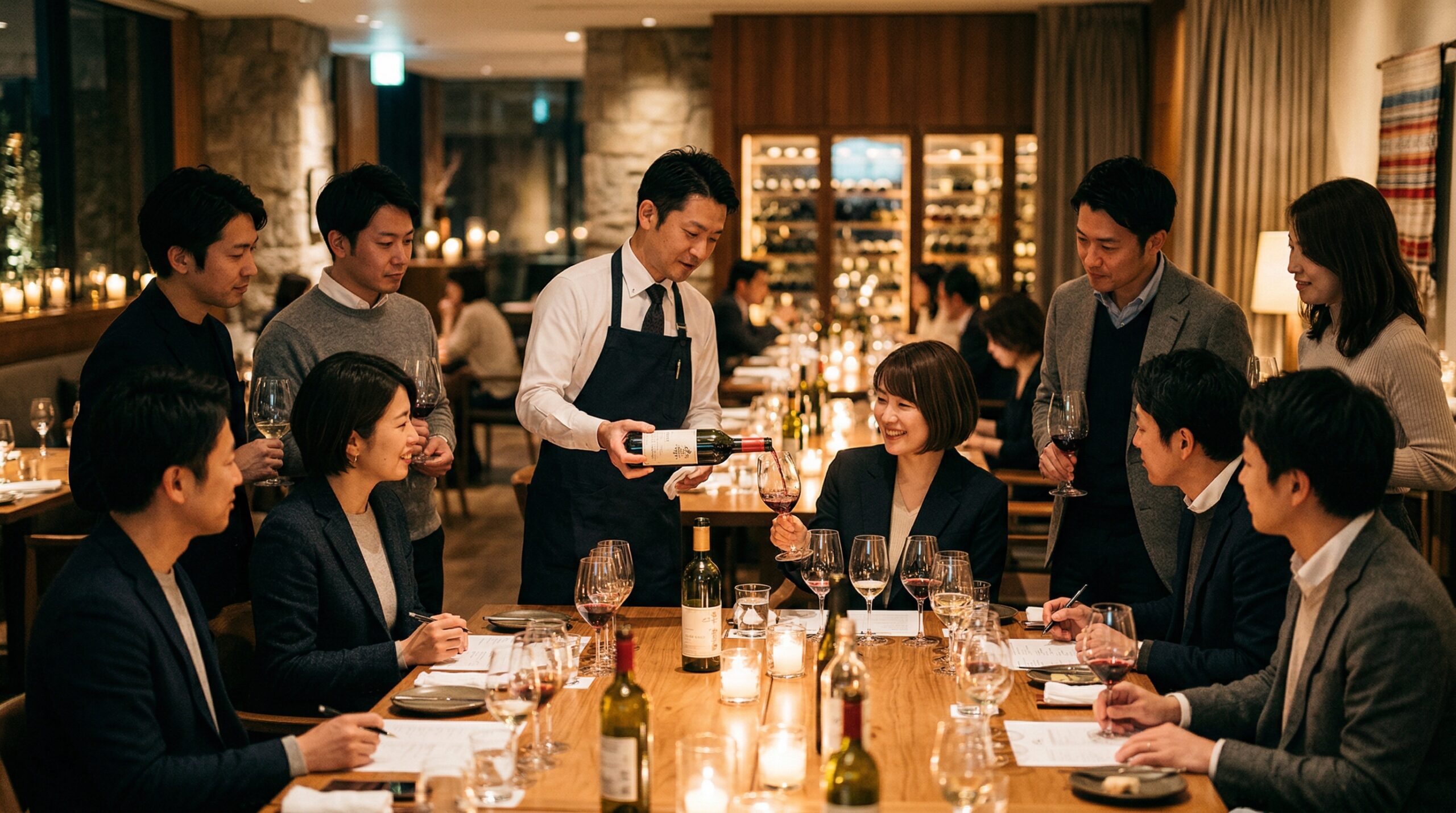 ソムリエによるワインのサービス