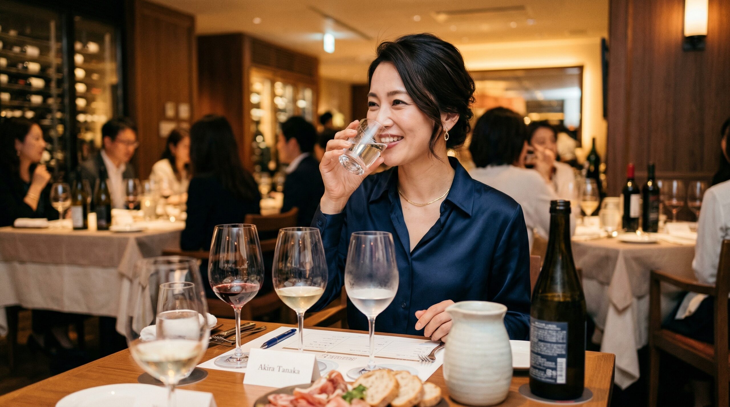 ワインの合間に水を飲む