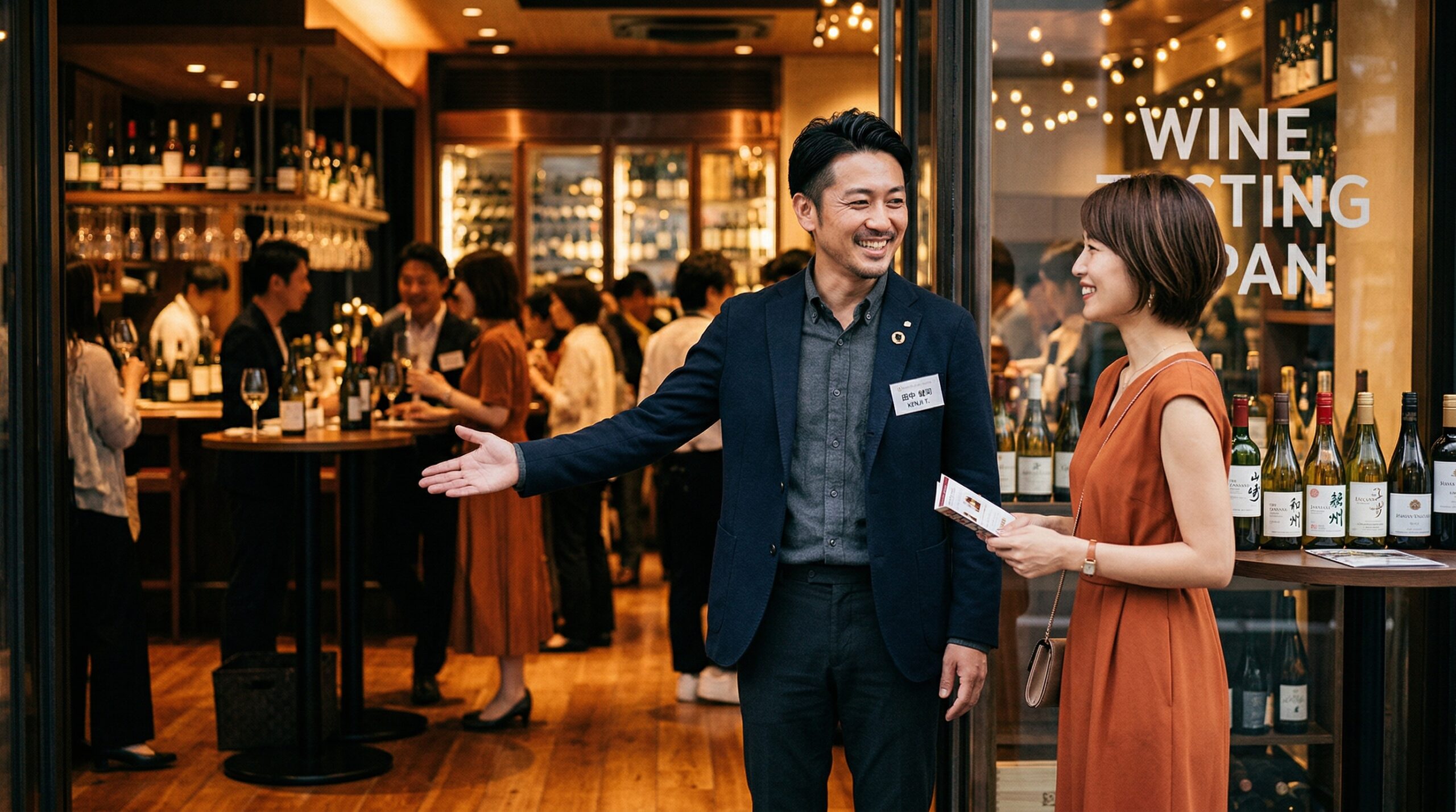 ゲストを温かく迎えるワイン会の主催者