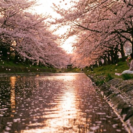 目黒川の桜のトンネルとロゼワイン