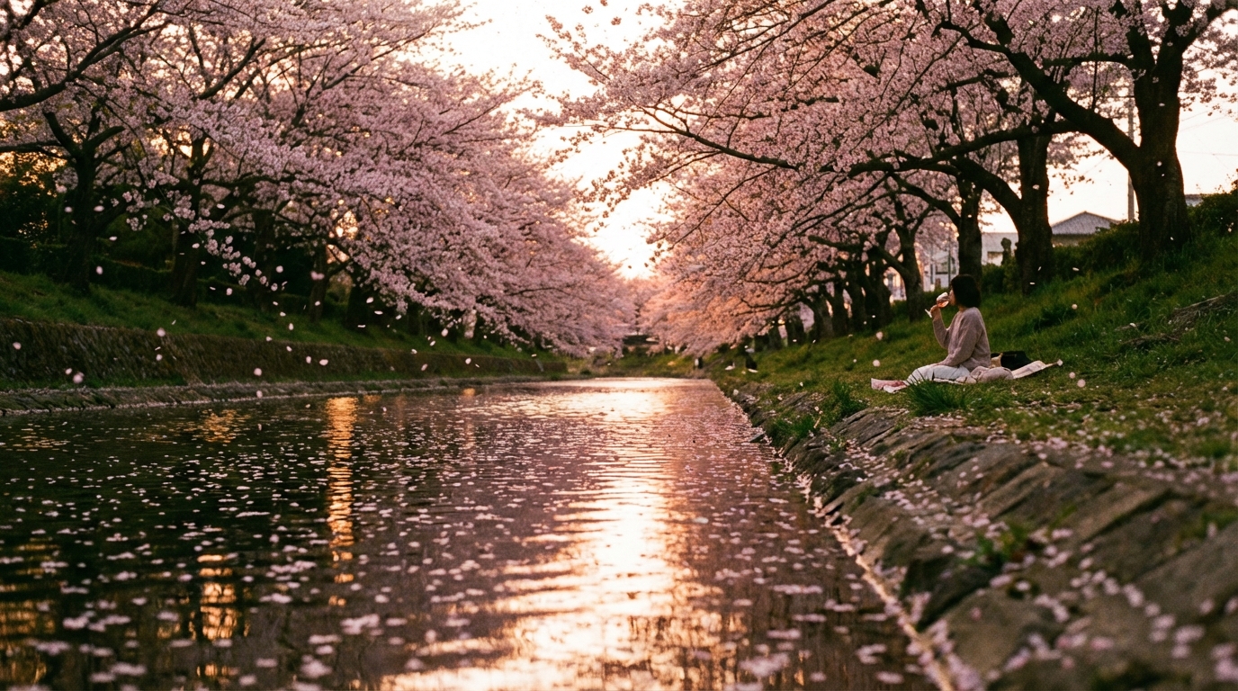 目黒川の桜のトンネルとロゼワイン