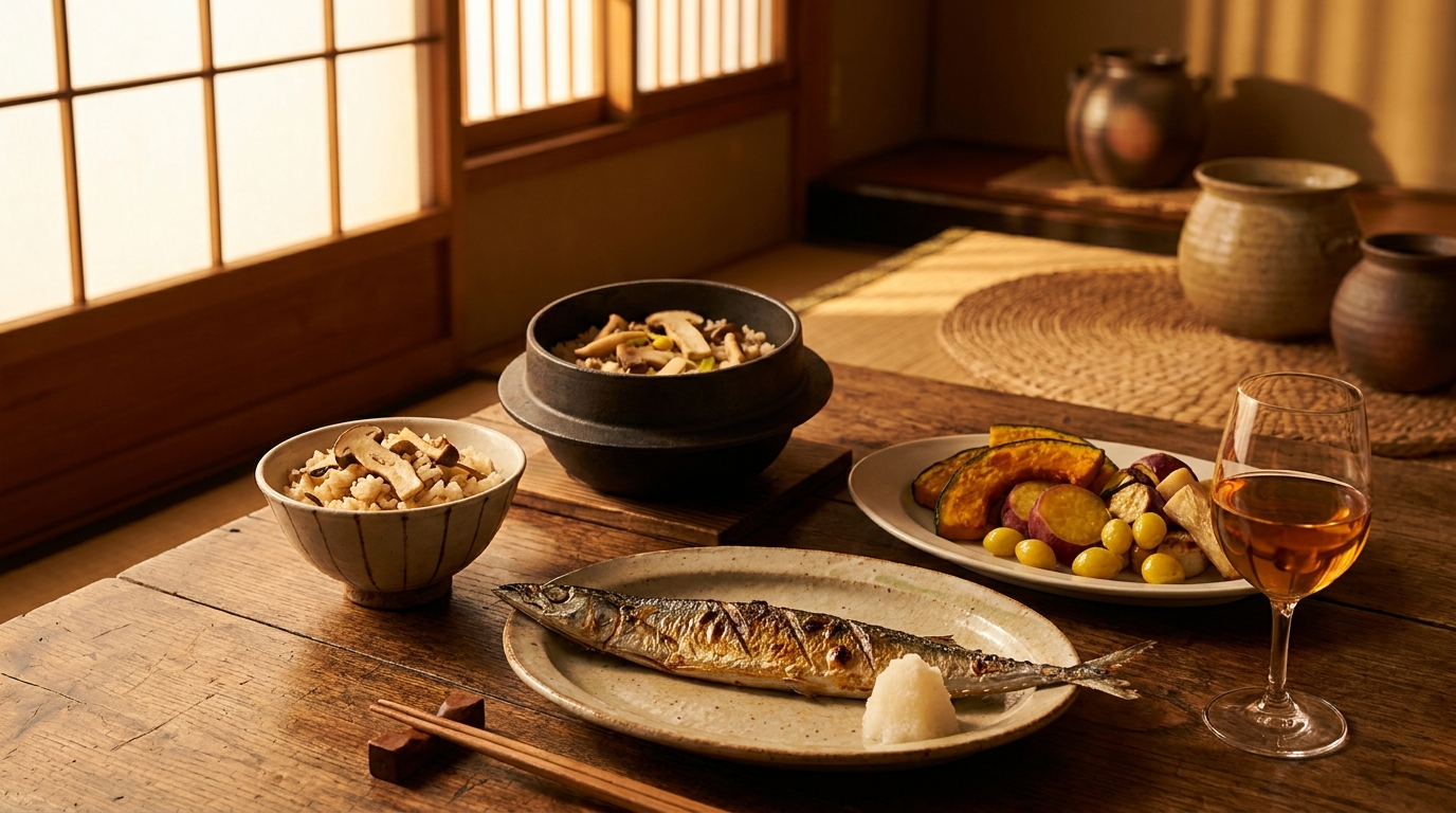 秋の味覚(さんま・松茸)とワイン